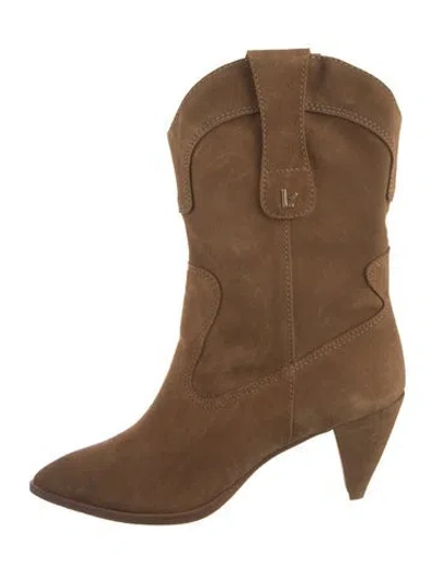 Pre-owned Larroude Suede Western Boots In Brown