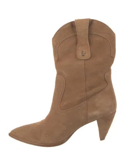 Pre-owned Larroude Suede Western Boots In Brown