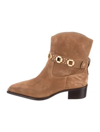 Pre-owned Larroude Suede Western Boots In Brown