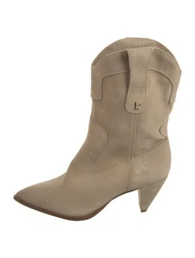 Pre-owned Larroude Suede Western Boots In Neutral