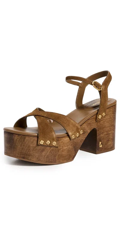 Larroude Talitha Sandals Russet Suede