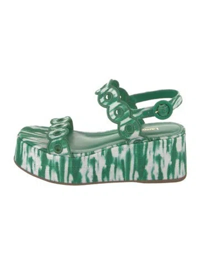 Pre-owned Larroude Tie-dye Print Leather Trim Embellishment Sandals In Green