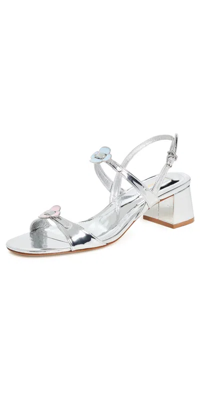 Larroude Tinx Block Heeled Sandals Silver