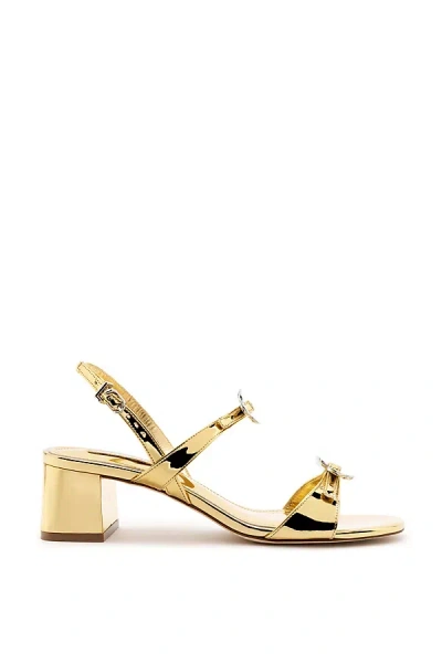 Larroude Tinx Block Sandals In Gold