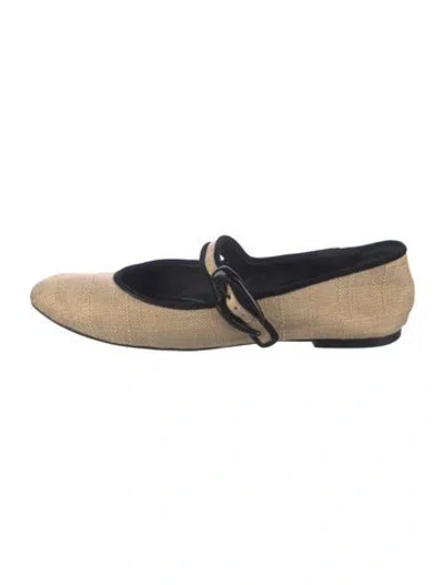 Pre-owned Larroude Tweed Pattern Mary Jane Flats In Blue/neutrals