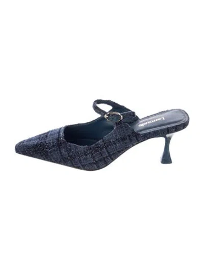 Pre-owned Larroude Tweed Pattern Pumps In Blue