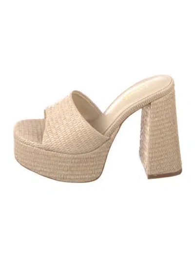 Pre-owned Larroude Tweed Patterned Slides In Neutral