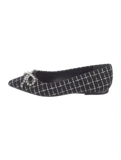Pre-owned Larroude Tweed Plaid Print Flats In Blue