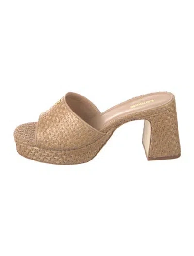 Pre-owned Larroude Tweed Slides In Neutral