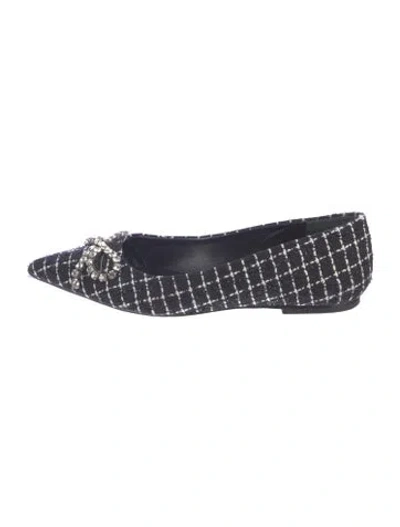 Pre-owned Larroude Tweed Tweed Pattern Ballet Flats In Blue