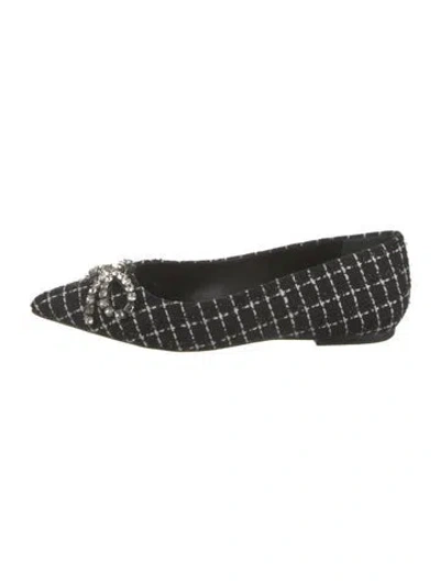 Pre-owned Larroude Tweed Tweed Pattern Flats In Black