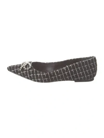 Pre-owned Larroude Tweed Tweed Pattern Flats In Brown/grey