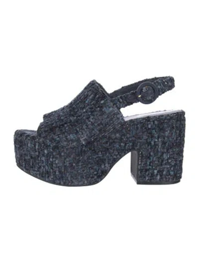Pre-owned Larroude Tweed Tweed Pattern Sandals In Blue