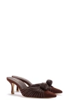 Larroude Women's Mini Valerie 65mm Suede & Leather Knotted Mules In Brown