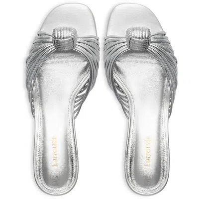 Larroude Valerie Womens Metallic Leather Mule Sandals