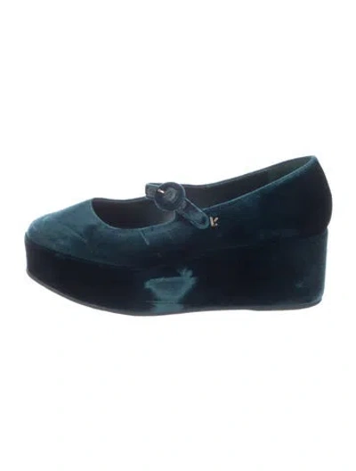 Pre-owned Larroude Velvet In Blue