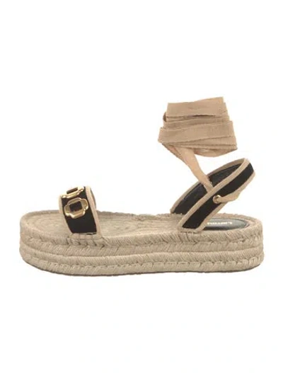 Pre-owned Larroude Velvet Colorblock Pattern Espadrilles In Black