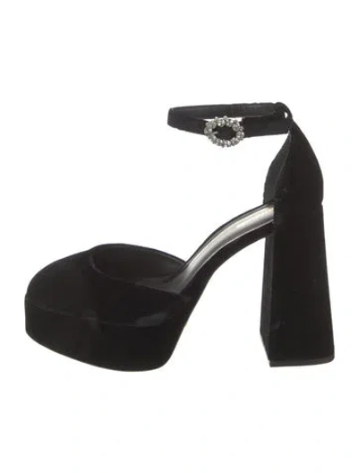 Pre-owned Larroude Velvet D'orsay Pumps In Black