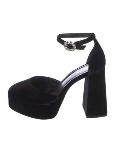 Pre-owned Larroude Velvet D'orsay Pumps In Black