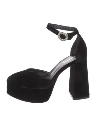 Pre-owned Larroude Velvet D'orsay Pumps In Black