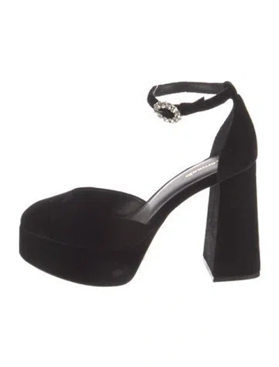 Pre-owned Larroude Velvet D'orsay Pumps In Black