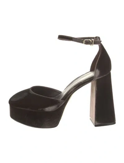 Pre-owned Larroude Velvet D'orsay Pumps In Brown