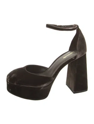 Pre-owned Larroude Velvet D'orsay Pumps In Brown