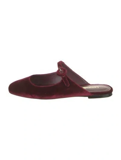 Pre-owned Larroude Velvet Leather Trim Embellishment Mules In Burgundy