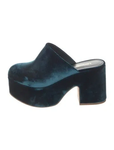 Pre-owned Larroude Velvet Mules In Blue