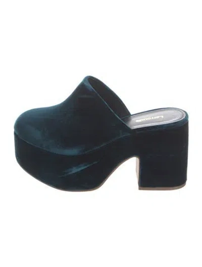 Pre-owned Larroude Velvet Mules In Blue