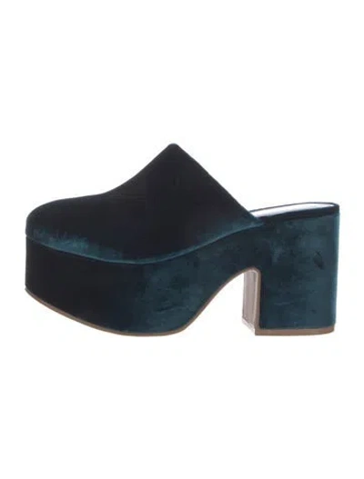 Pre-owned Larroude Velvet Mules In Blue