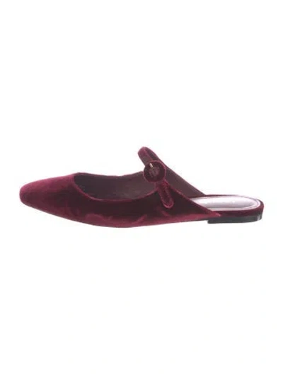 Pre-owned Larroude Velvet Mules In Burgundy