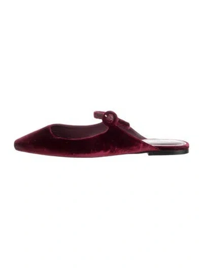 Pre-owned Larroude Velvet Mules In Burgundy