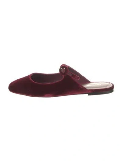 Pre-owned Larroude Velvet Mules In Burgundy