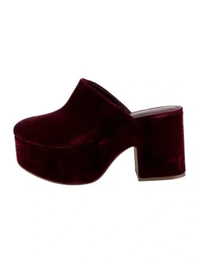 Pre-owned Larroude Velvet Mules In Burgundy