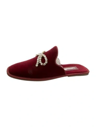 Pre-owned Larroude Velvet Mules In Burgundy