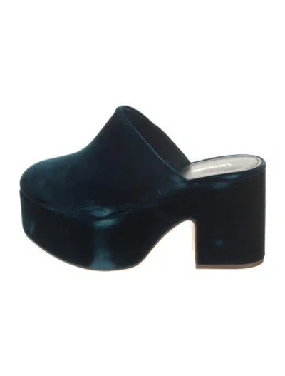 Pre-owned Larroude Velvet Mules W/ Tags In Blue