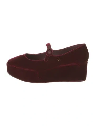 Pre-owned Larroude Velvet Oxfords W/ Tags In Burgundy