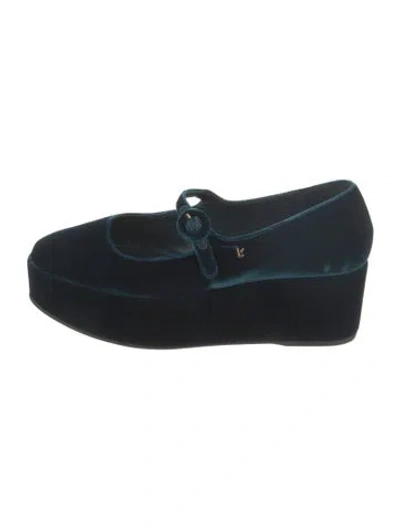 Pre-owned Larroude Velvet Pumps In Blue