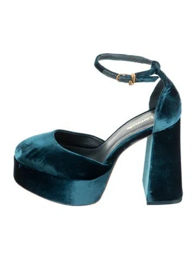 Pre-owned Larroude Velvet Pumps In Blue