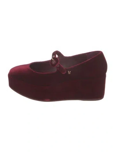 Pre-owned Larroude Velvet Pumps In Burgundy