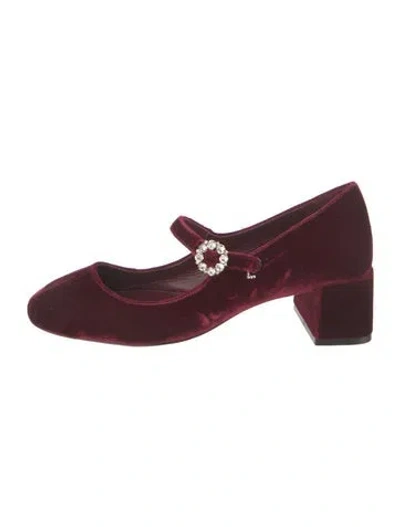 Pre-owned Larroude Velvet Pumps In Burgundy