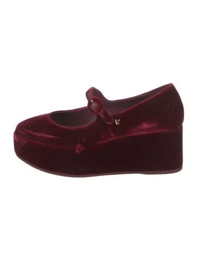 Pre-owned Larroude Velvet Pumps In Burgundy