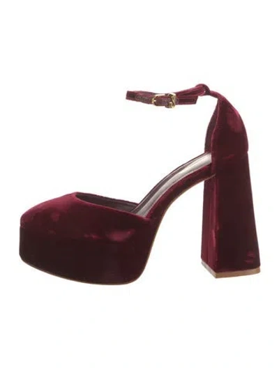 Pre-owned Larroude Velvet Pumps In Burgundy