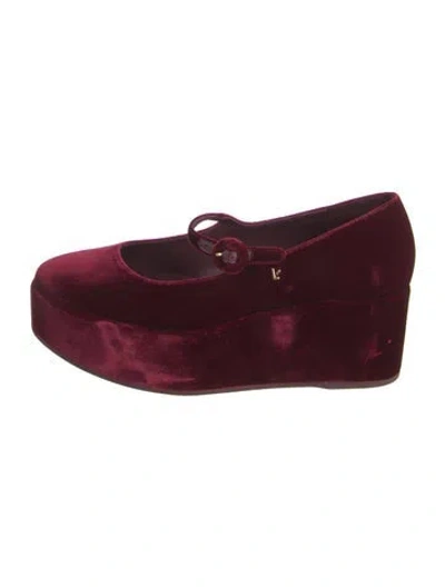 Pre-owned Larroude Velvet Pumps In Burgundy