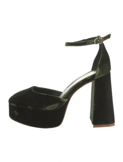 Pre-owned Larroude Velvet Pumps In Green