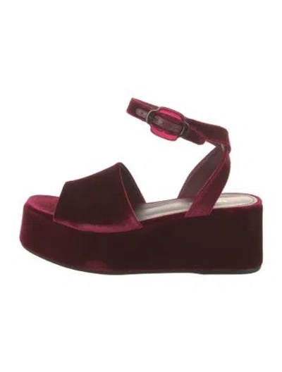 Pre-owned Larroude Velvet Sandals In Burgundy