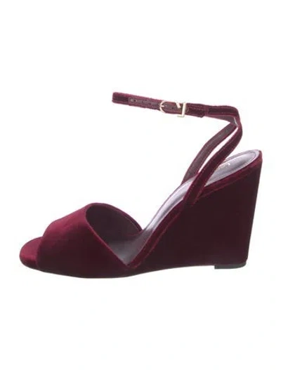 Pre-owned Larroude Velvet Sandals In Burgundy