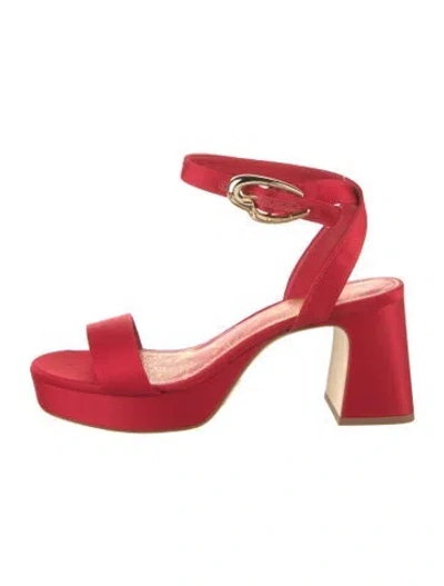 Pre-owned Larroude Velvet Sandals In Red
