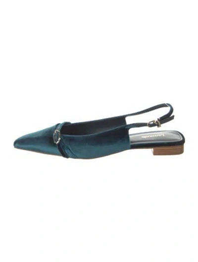 Pre-owned Larroude Velvet Slingback Flats In Blue